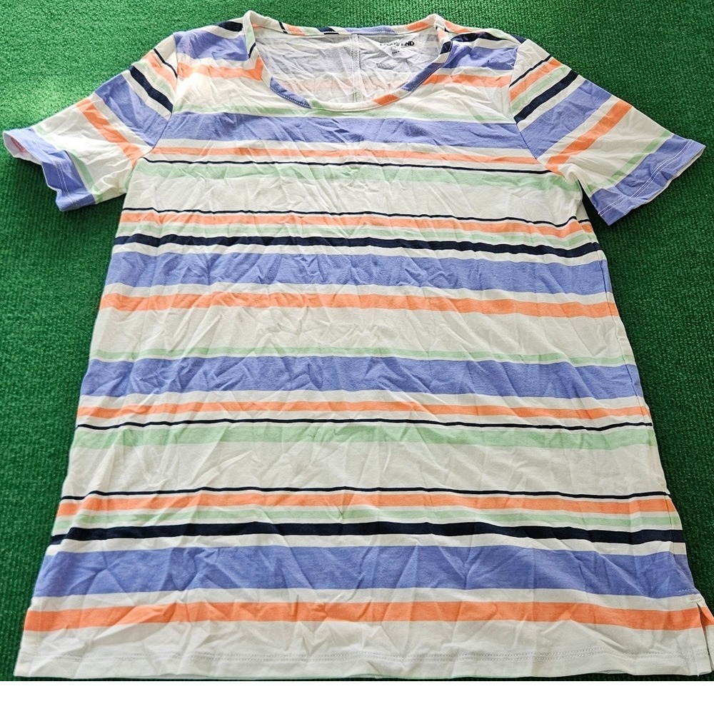 Lands End Striped Tunic Top Womens S/T Size 6-8 Short Sleeve‎ Casual Comfy